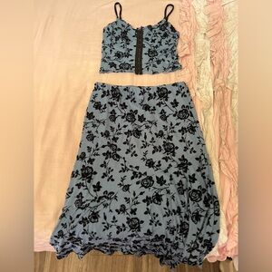 Floral Black and Blue Women's Skirt